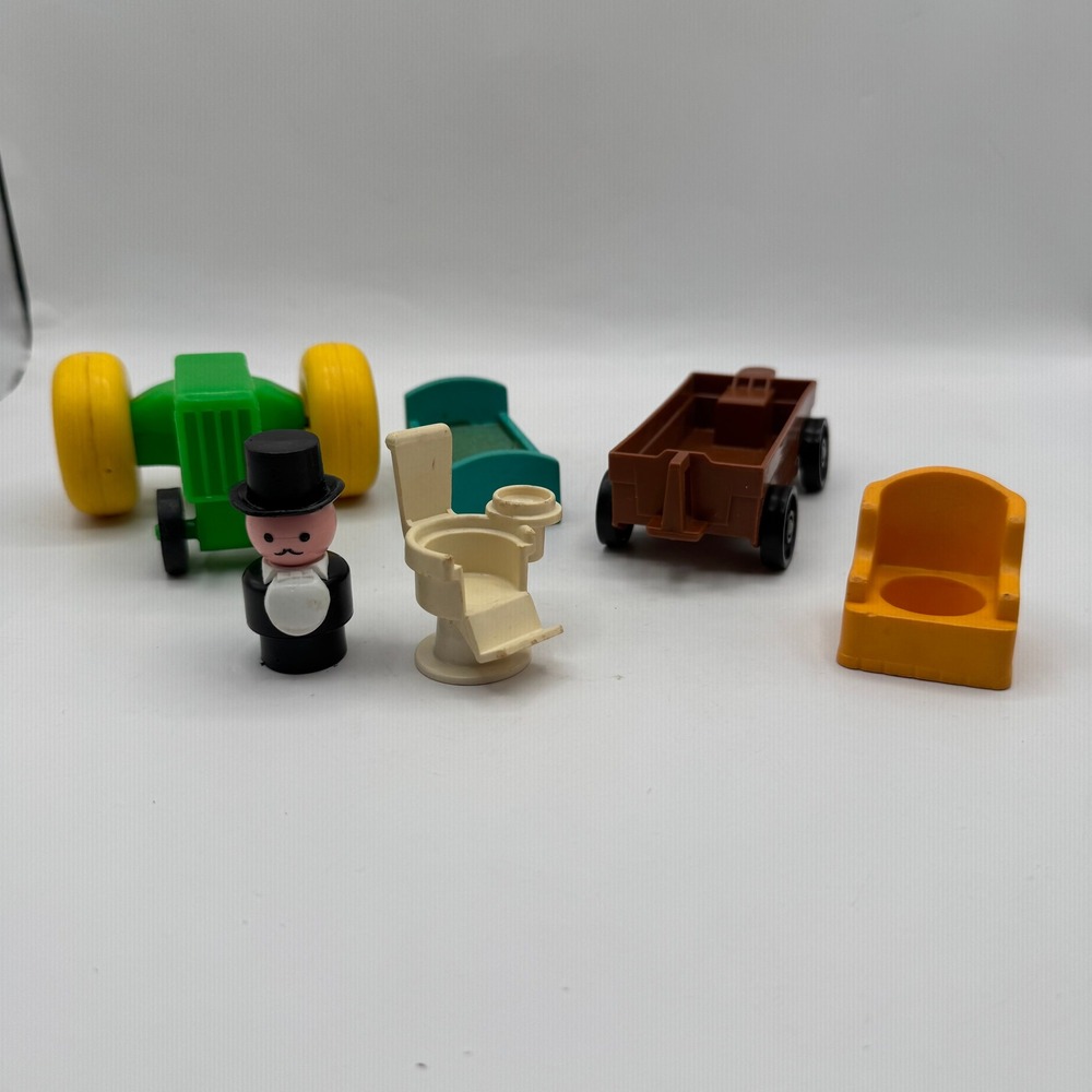 Fisher Price Little People Vintage Lot 6 Dentist Chair Tractor Trailer Furniture